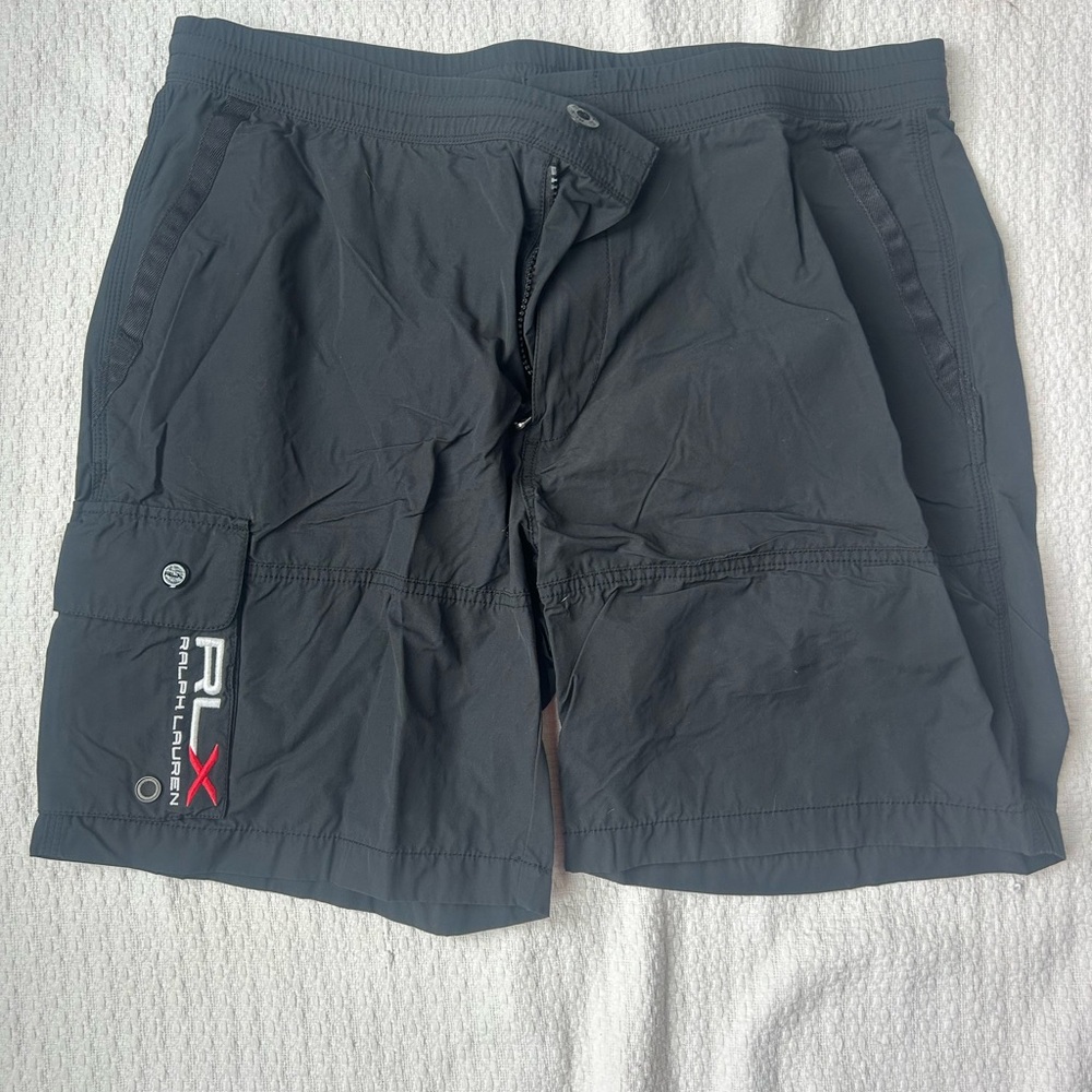 RLX Ralph Lauren Black Utility Nylon Cotton Cargo Shorts